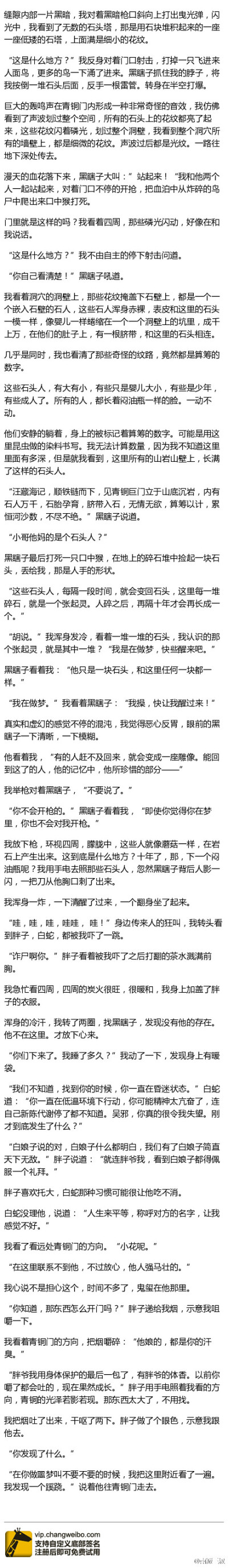 十年时间绵密如经纬交错。我不会忘长白连绵星光宛若海洋，我不会忘墨脱飞雪炉边融葬。吴邪、张起灵、解雨臣、霍秀秀……我做不出对你们生命最好的注解，但我至少能做到不忘却。