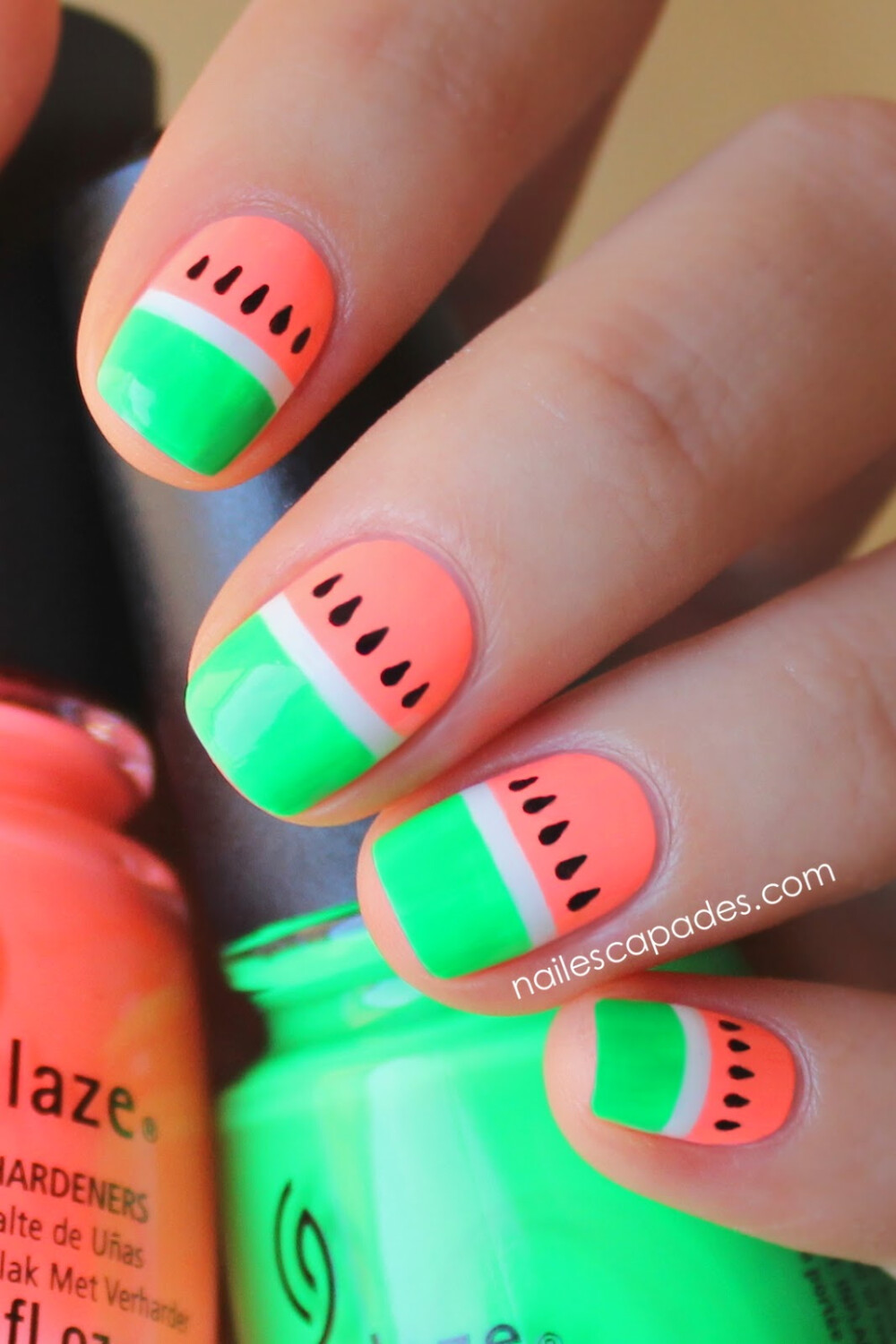 Nail Escapades: Polishers Inc. - Neon’tastic // Watermelon Nail Art