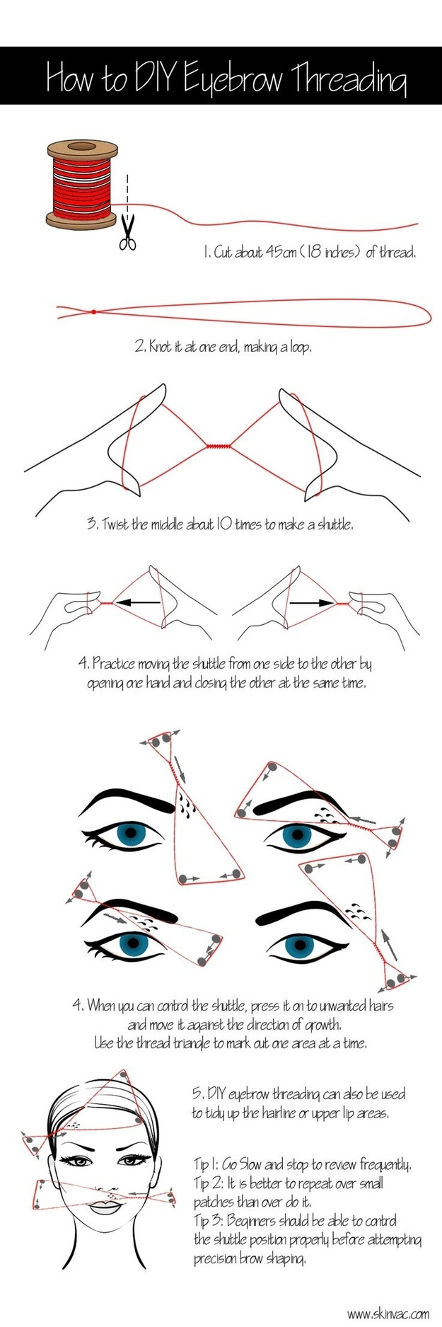 You can try DIY threading. | Everything You Ever Needed To Know About Doing Your Eyebrows @jillannp