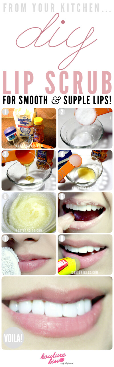 From Your Kitchen… DIY Lip Scrub! (It’s Perfect For Winter) and it would look great with a bight color lipstick (or any color lipstick)