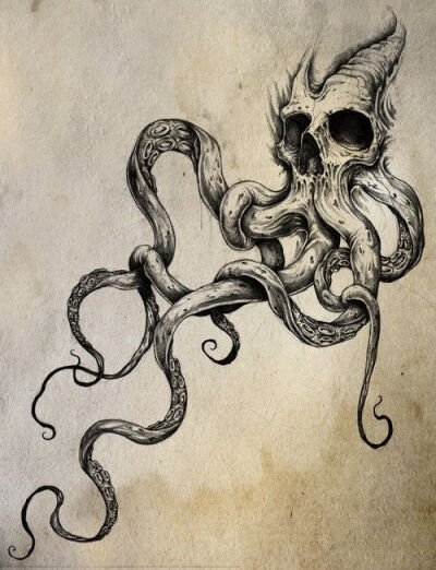 章鱼骷髅头纹身