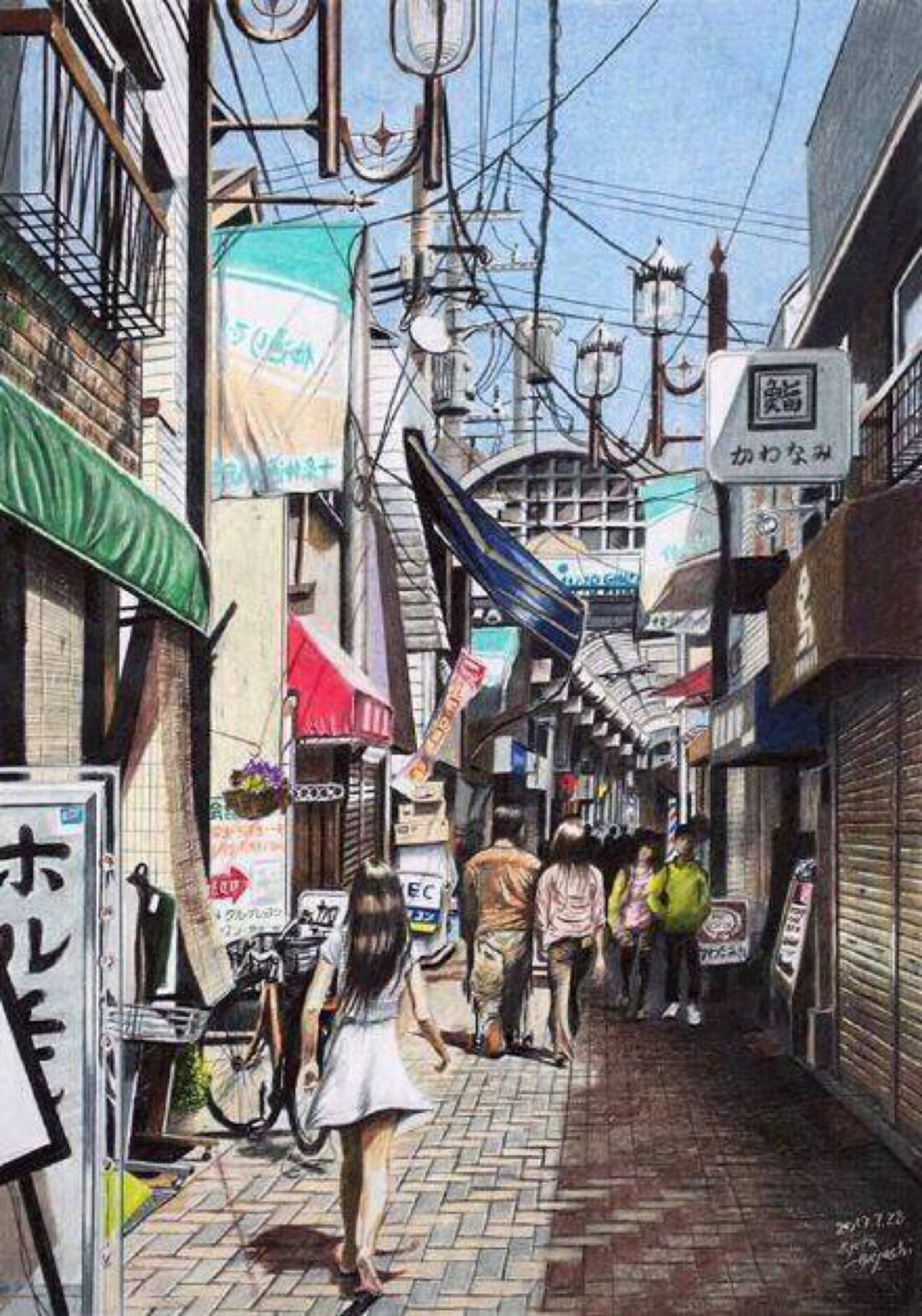 日本艺术家Ryota Hayashi 的彩铅手绘的日本街道