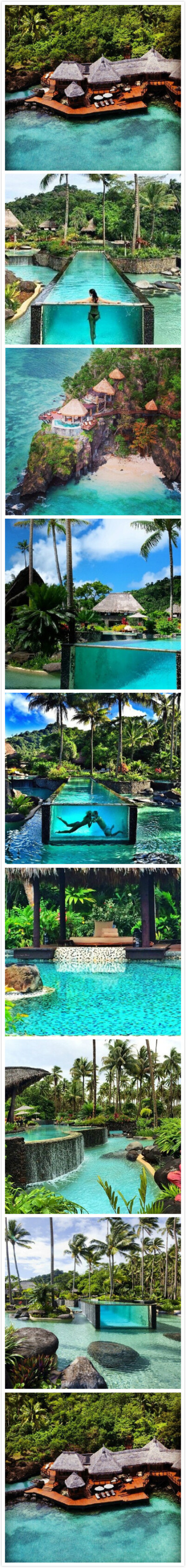 位于斐济的Laucala Island是世上最尊贵独特的度假村之一，精美的别墅全岛仅建有25间，全部配备独立泳池，绝对是蜜月度假的最佳选择！大家看看就好。。。