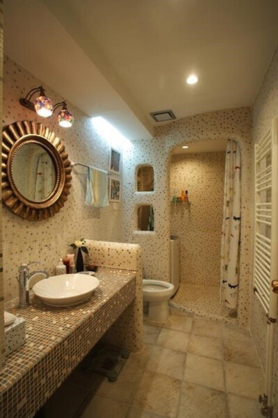 一体化浴室，，沙漠- 城堡-马赛克