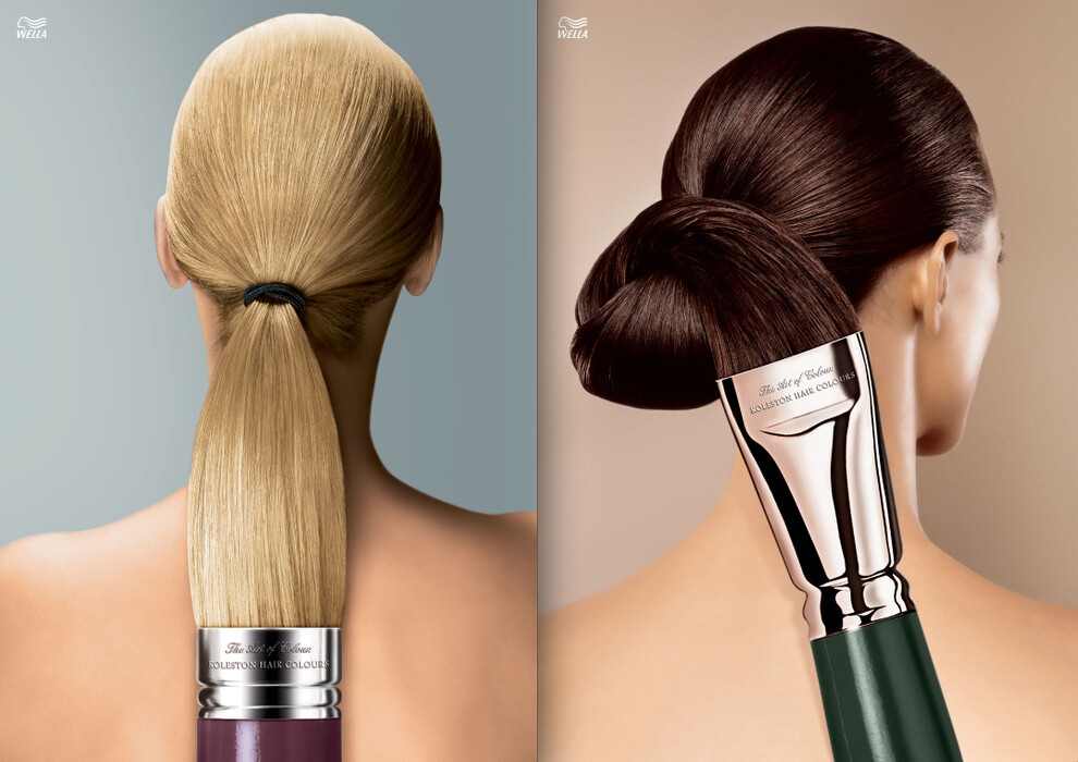 German campaign for Wella hair coloring. Ad agency: Leo Burnett. Art Director: Daniela Ewald.