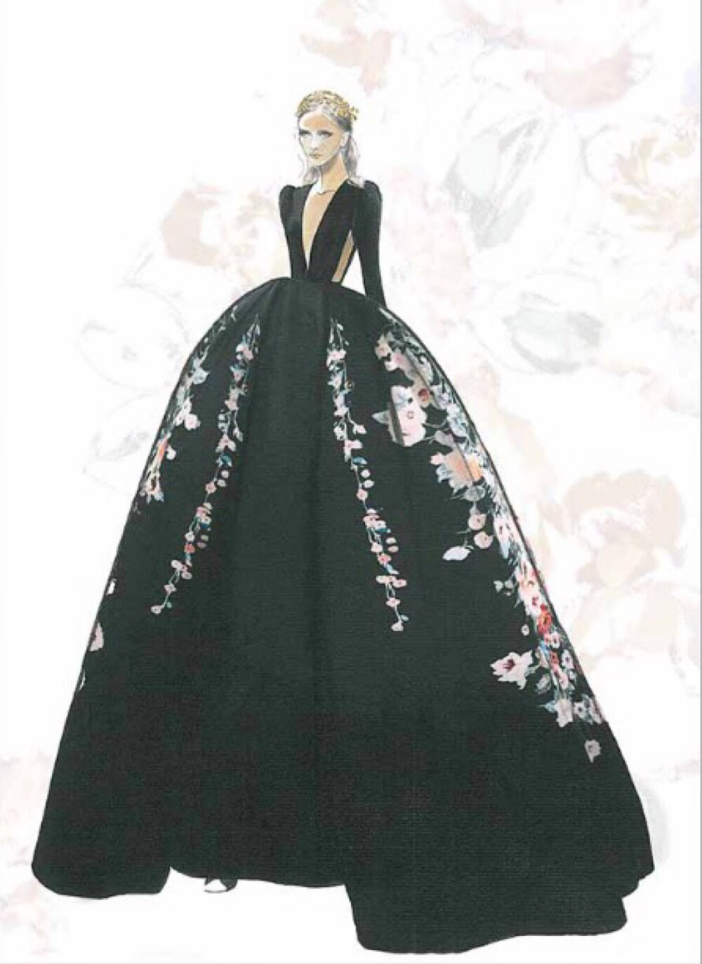 【笔尖时尚】手绘插画 婚纱礼服 设计稿 Elie Saab 2015 秋冬高级订制系列的手绘线稿