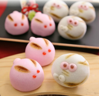 日式点心，小兔子和菓子。