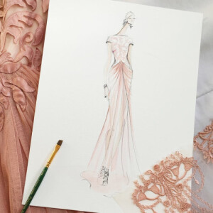 Jeanette Getrost Fashion illustrations。洛杉矶的时装设计师Jeanette Getrost手绘时尚插画欣赏： Tadashi Shoji。