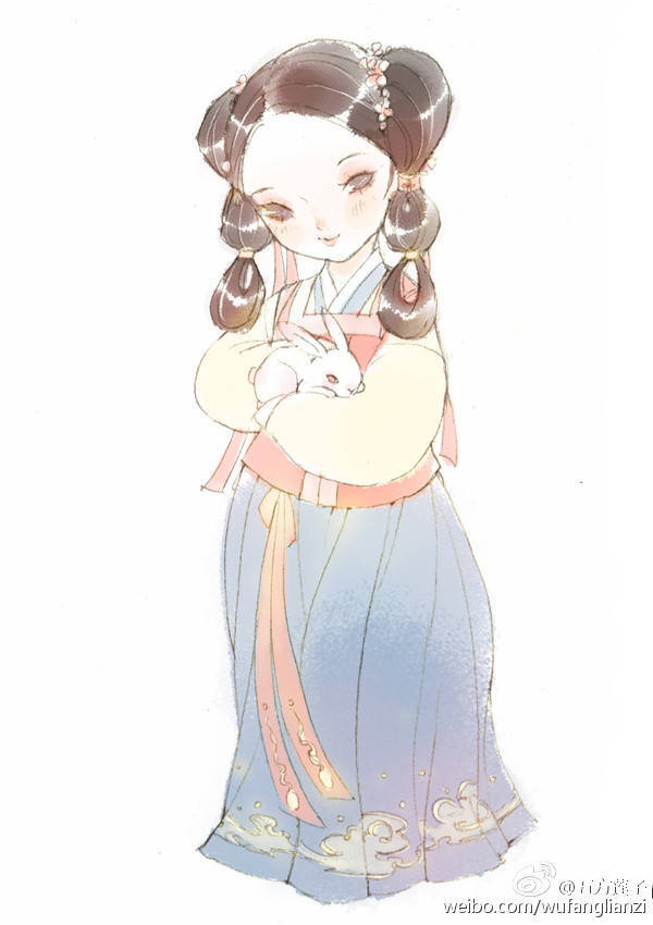 画师微博【五方莲子】#汉服# #袄裙#