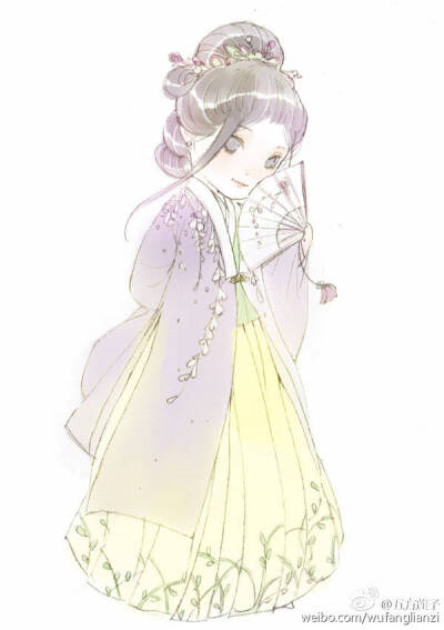 画师微博【五方莲子】#汉服# #袄裙#