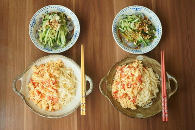 西红柿打卤面+捞拌凉粉^ ^