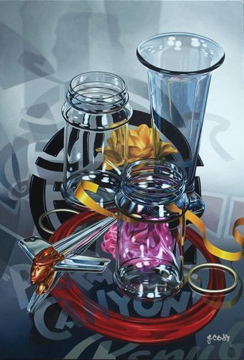 Gary Cody 玻璃器具超写实绘画 来自pinerest