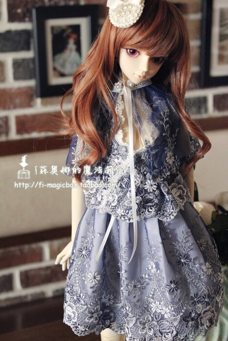 【菲奥娜的魔法箱】限定BJD*SD娃衣3分SD/蕾丝小姐洋装蓝色完售