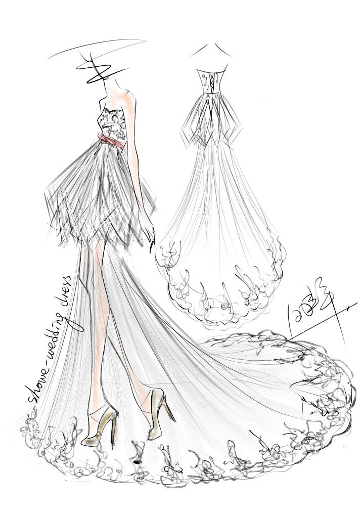 『那些大师们的手绘婚纱礼服服装设计图』@怪兽M