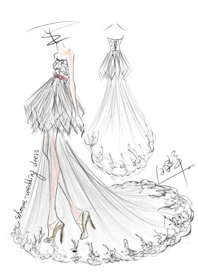 『那些大师们的手绘婚纱礼服服装设计图』@怪兽M