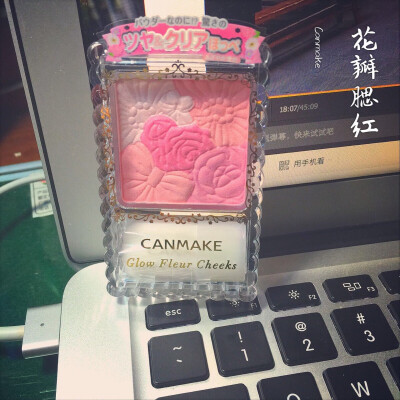 #腮红小心机#CANMAKE花瓣腮红，这个粉比较细而且颜色也很自然不深，擦起来显得气色特别的好！买的是日本的福袋里面包含的.