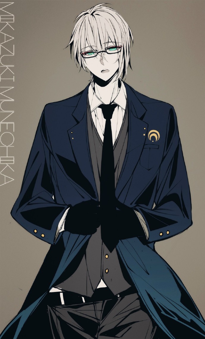 刀剑乱舞 三日月宗近 -眼镜版- 插画、美男、妖孽、动漫、同人、美少年、二次元 画师：尤石马 p站 id=3727139