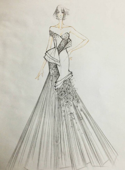 『那些大师们的手绘婚纱礼服服装设计图』@怪兽M