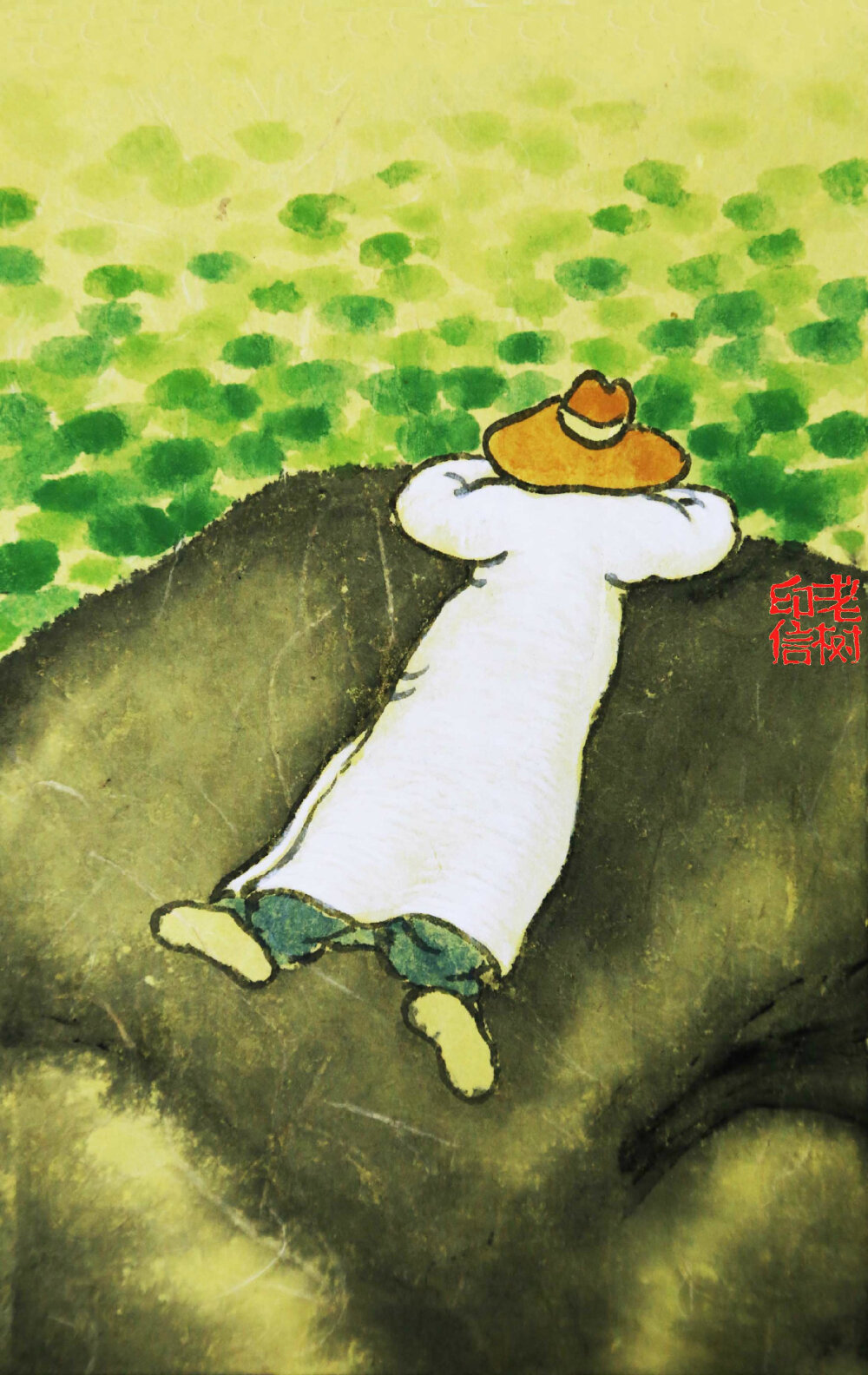 老树画画春风早吹远夏风也已回荷塘花开后还能遇见谁