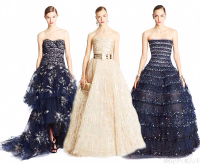 Oscar de la Renta Pre-Fall 2015.虽然Oscar de la Renta已经离开这个世界,但他塑造的上流名媛梦却依旧弥漫,2015早秋系列中从纯度较高的色彩构成的简约线条,到繁花环绕的曼妙摇曳,这个系列传达的仍然是美国时装文化…