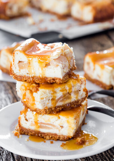 #salted caramel apple pie cheesecake bars#