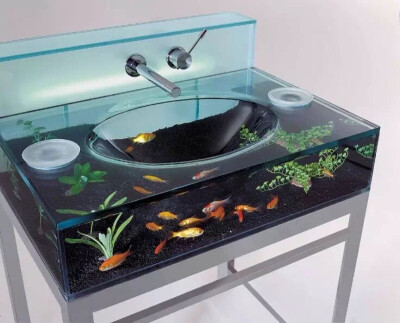 鱼缸与洗手盆，好有创意又美丽的发明。
