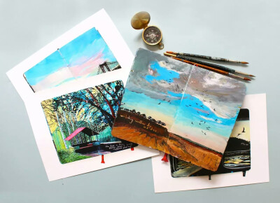 美国女画家Missy Dunaway 用Moleskin素描本记录了她的每段旅程