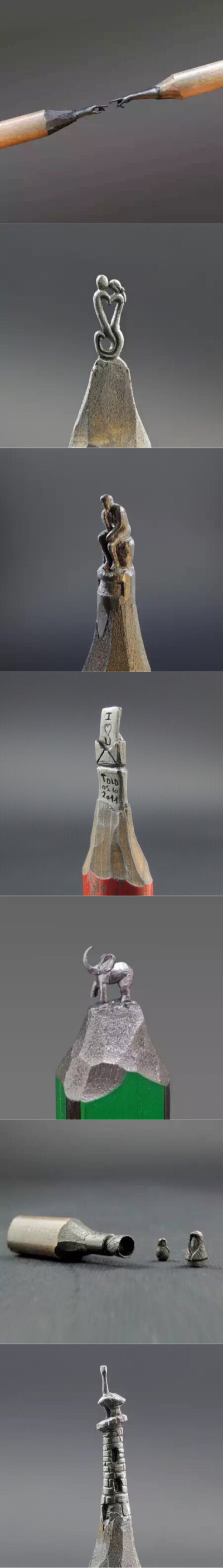 艺术家Jasenko Đorđević刀下的这些铅笔头雕塑可是有着数十年功力，胆大心细，技艺超群。相比于我们之前介绍过的铅笔头系列，是否不分伯仲，难较高下呢？！(2-2)