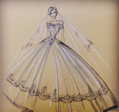 『那些大师们的手绘婚纱礼服服装设计图』@怪兽M