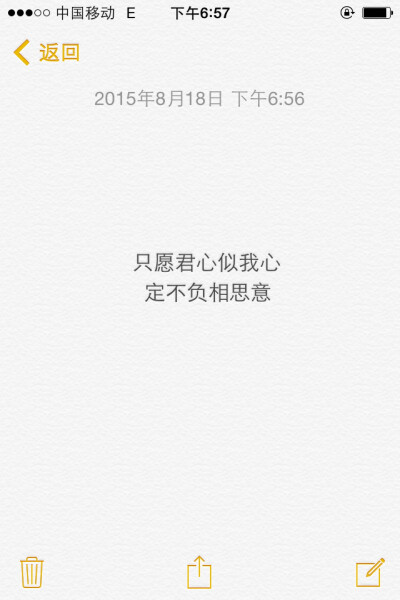 iPhone 备忘录截图 文字 句子 背景 只愿君心似我心 定不负相思意