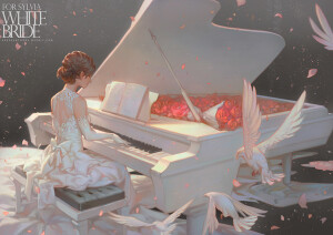 二次元 手绘 动漫 插画 头像 壁纸 动漫 唯美 意境 插画 清新 甜美 可爱 凊纯 长发 女生 少年 钢琴少女 p站 ‖ 甜，candy ‖ by微暖小夜曲