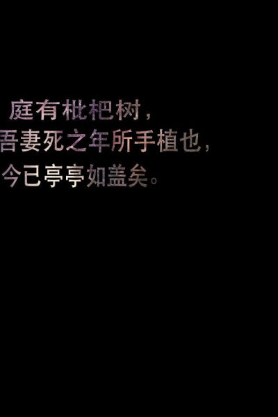 庭有枇杷树，吾妻死之年所手植也，今已亭亭如盖矣。