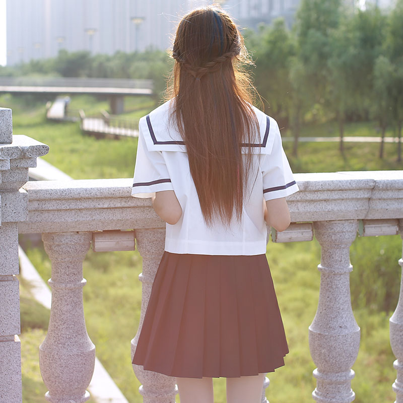 中牌2015 最新日本校服长袖 一本线水手服夏服上衣星星刺绣水手服