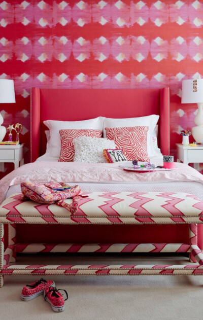 女生 卧室设计 配色 方案 红