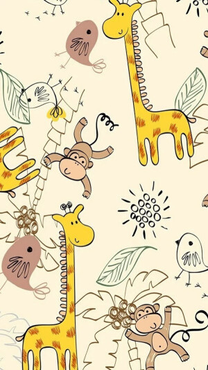 长颈鹿小猴 (锁屏壁纸 ）