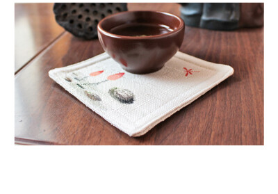 艺品缘 手绘杯垫 茶垫 中式手工原创设计 隔热垫 布艺 茶道配件