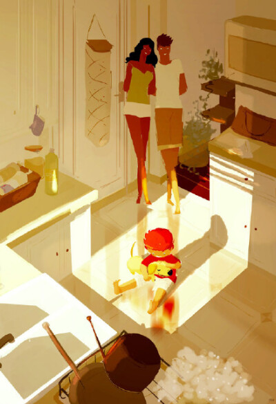 如果我可以不长大，爸爸妈妈你们可不可以不变老。丨来自画家Pascal Campion。