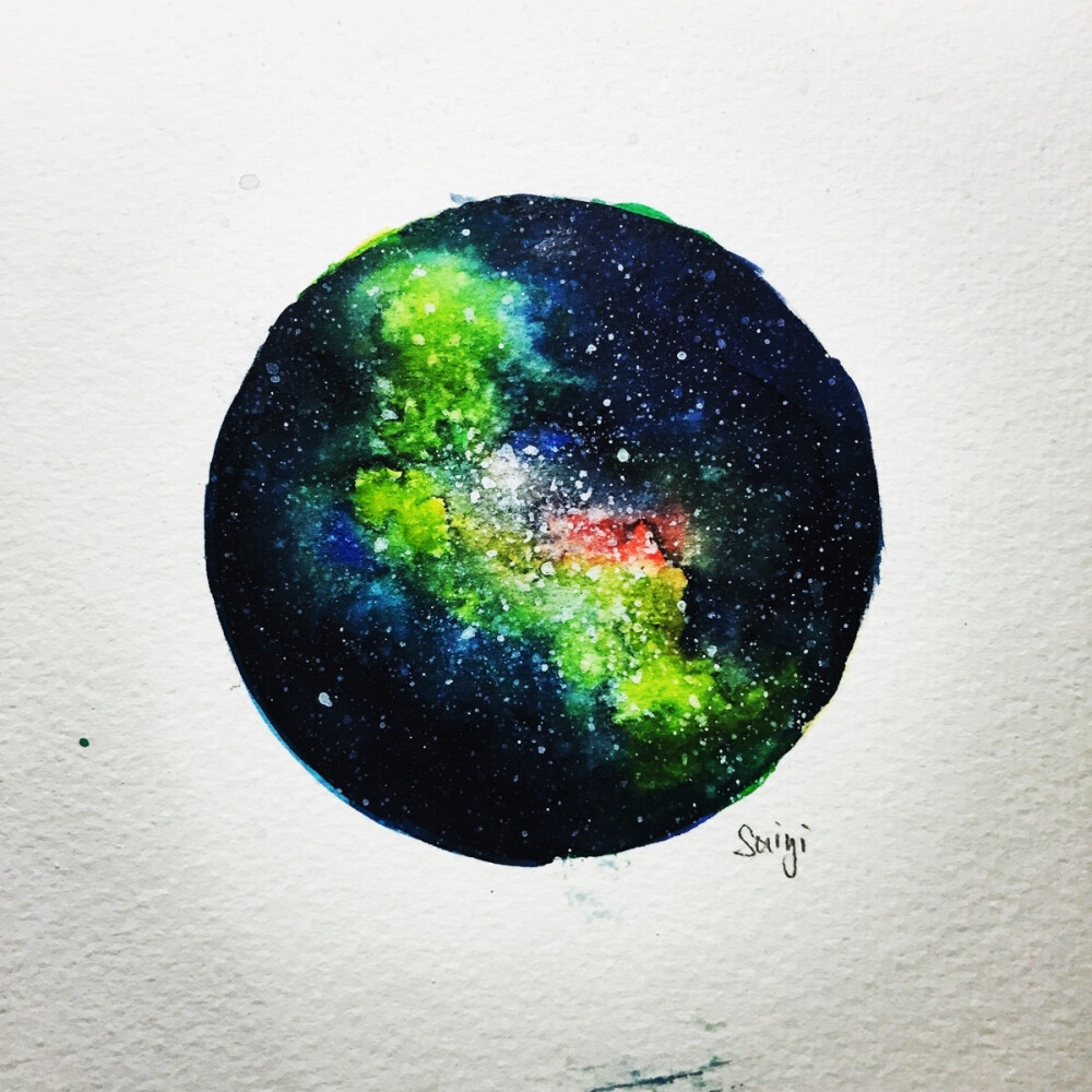 green galaxy by saiyi 水彩