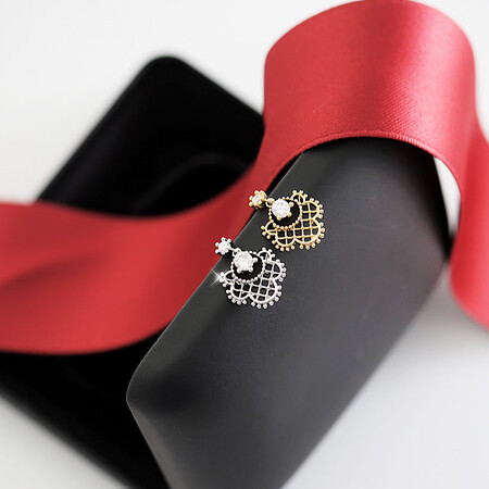 瞬间收藏馆 韩国 水钻蕾丝边耳环