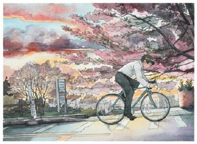 Bicycle Boy ，骑单车的男孩，是日本插画师Mateusz Urbanowicz 的系列插画作品，灵感来自宫崎骏吉卜力电影工作室的动画电影《侧耳倾听》，画风温柔舒展。[话筒]那么问题来了，你记忆里是否也有一位骑单车的少年呢？