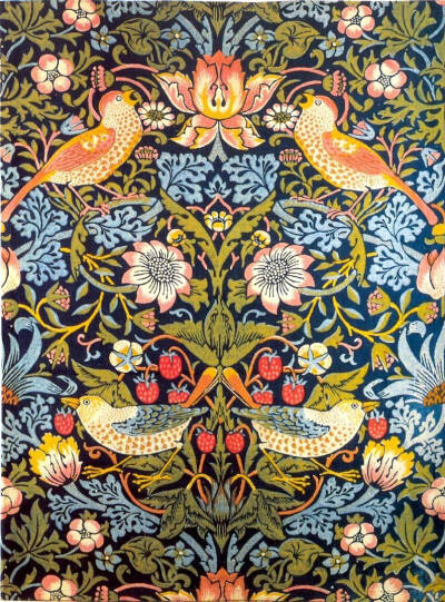 19世纪的秘密花园。 William Morris（1834-1896年）是英国最重要最有影响力的设计师。素对称花纹平铺背景手机壁纸班级黑板报