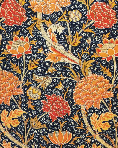 19世纪的秘密花园。 William Morris（1834-1896年）是英国最重要最有影响力的设计师。素对称花纹平铺背景手机壁纸班级黑板报