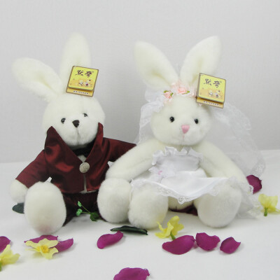 默奇 毛绒兔子 高档婚礼娃娃布偶 情侣 结婚礼品 布娃娃公仔玩具