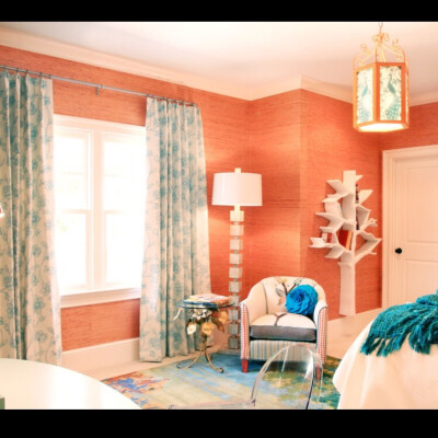 接上，女生 卧室 设计 配色 橙与蓝撞色出温暖