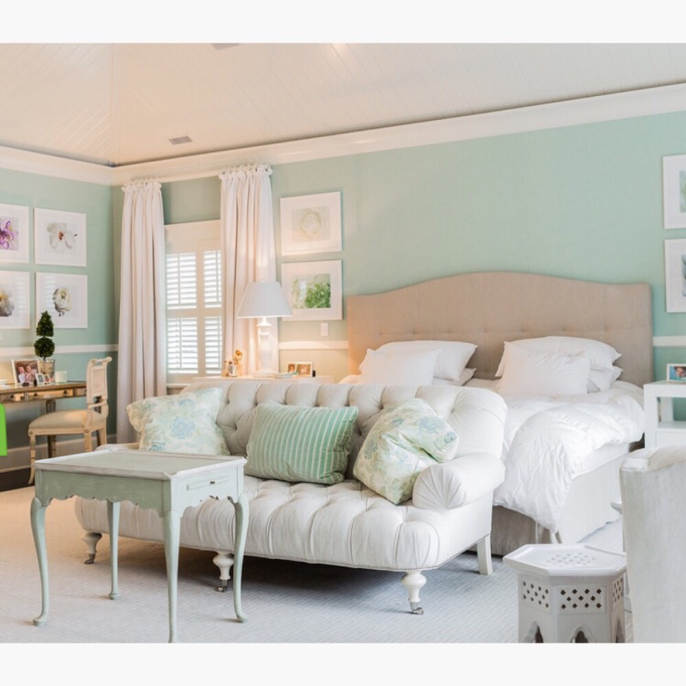 女生 卧室 设计 配色 绿色也可以优雅大方