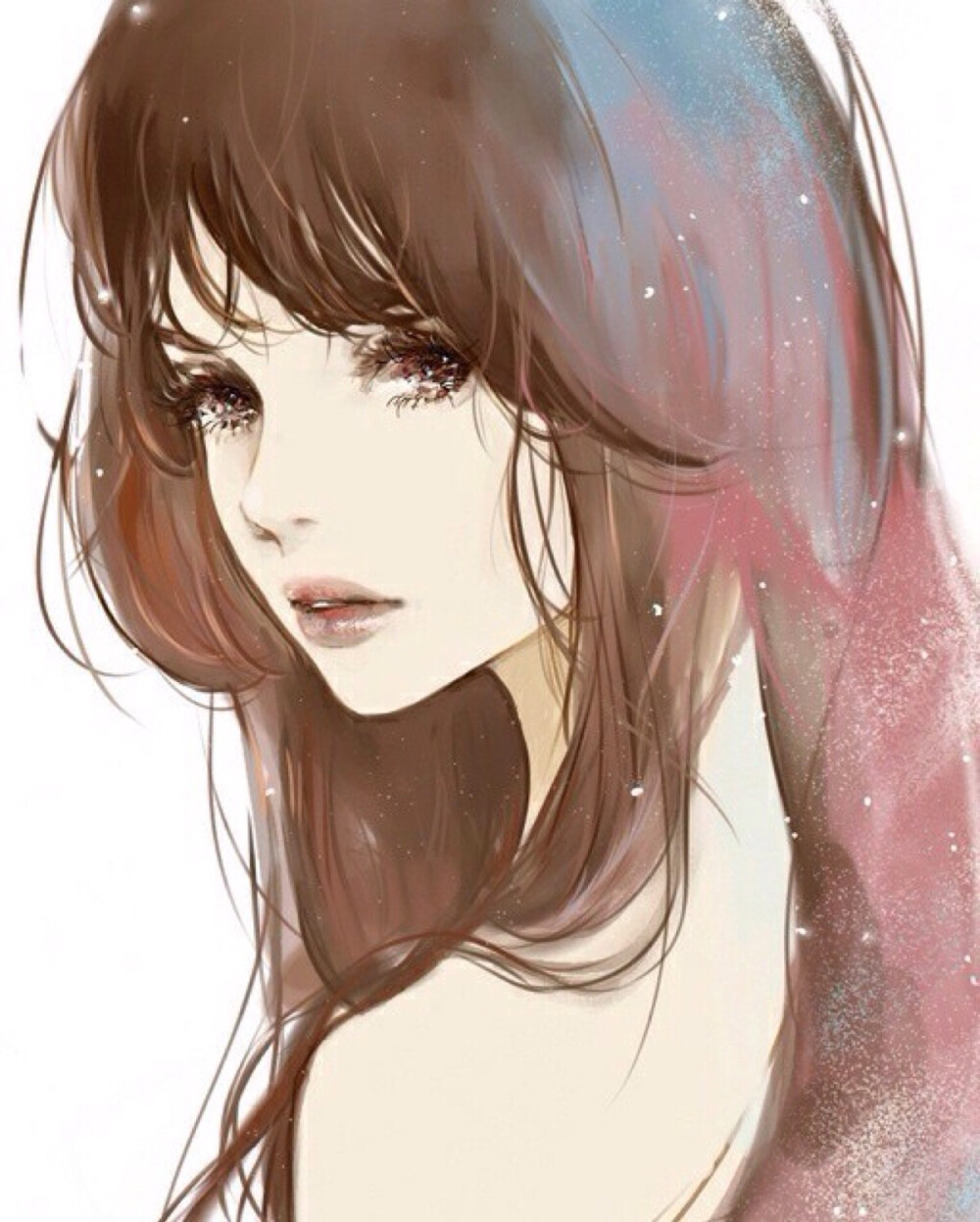 清新水彩画手绘人物女孩意境清新淡雅唯美插画