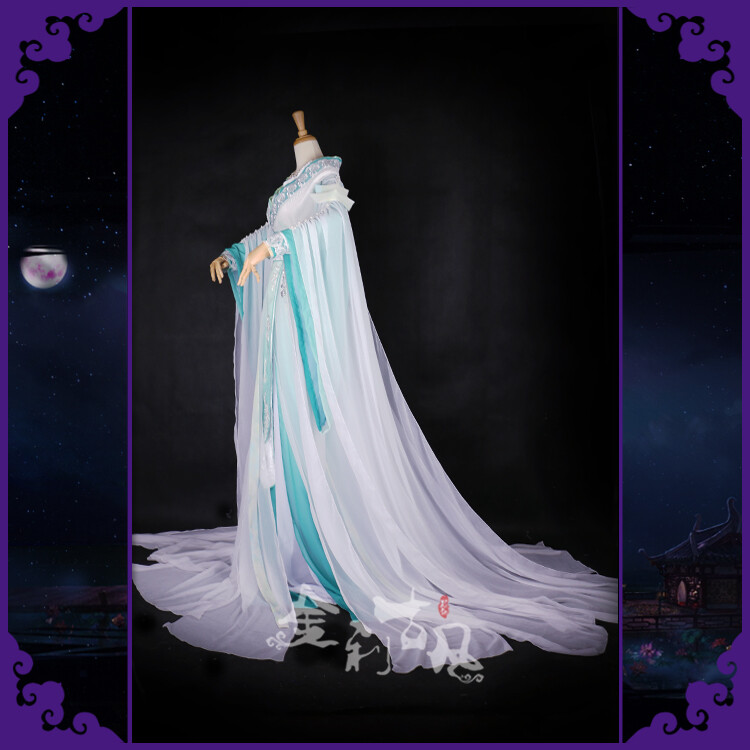 金利古风潇湘雨白绿色cos古装