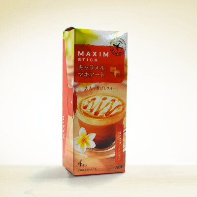 日本原装进口零食品 AGF MAXIM 焦糖玛奇朵速溶牛奶咖啡粉 4条装