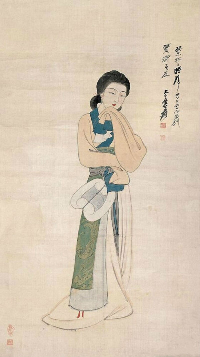 張大千 執(zhí)扇仕女 1943年