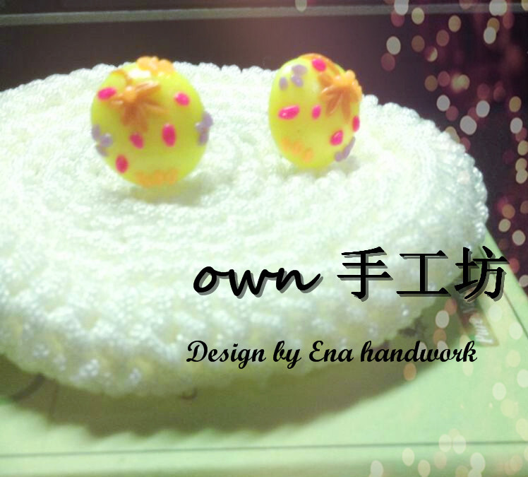 清新小花 耳钉 own 手工坊 清新原创软陶耳钉耳饰枫叶纯手工定制